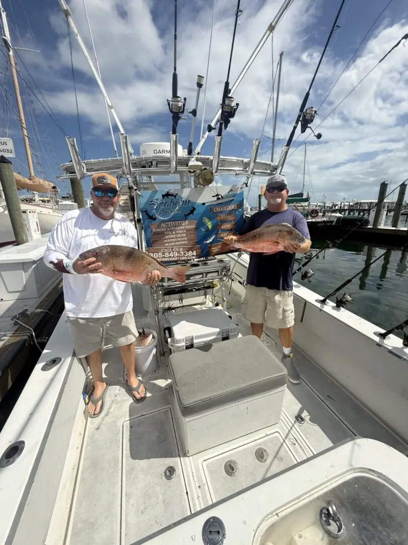 Fishing trip with catches displayed proudly